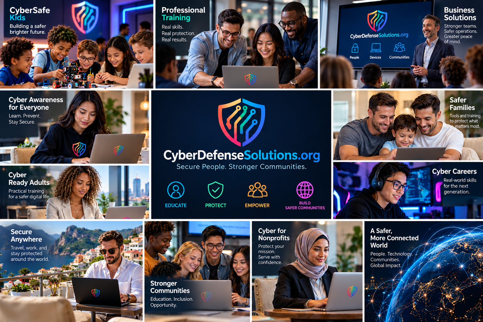 Diverse team collaborating on a cybersecurity project